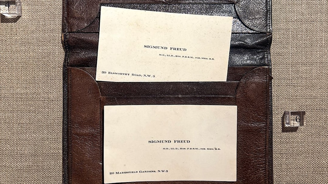 Sigmund Freud's business cards displayed at the Sigmund Freud Museum.