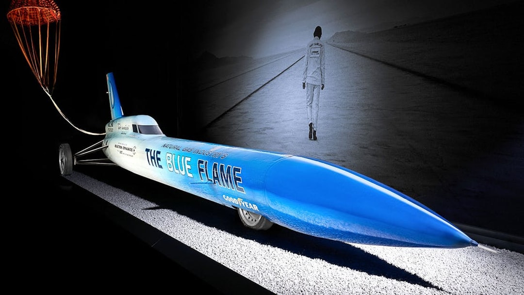The Blue Flame rocket car exhibit at Technik Museum Sinsheim.