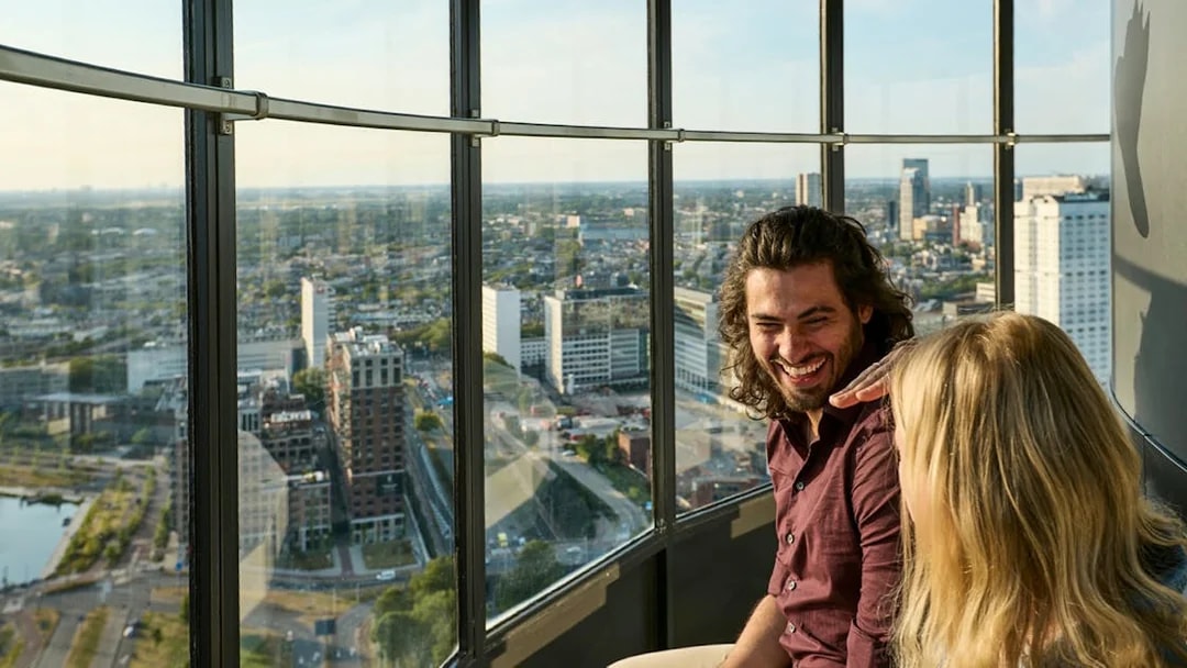 Guests enjoying city views from the Euroscoop observation deck.