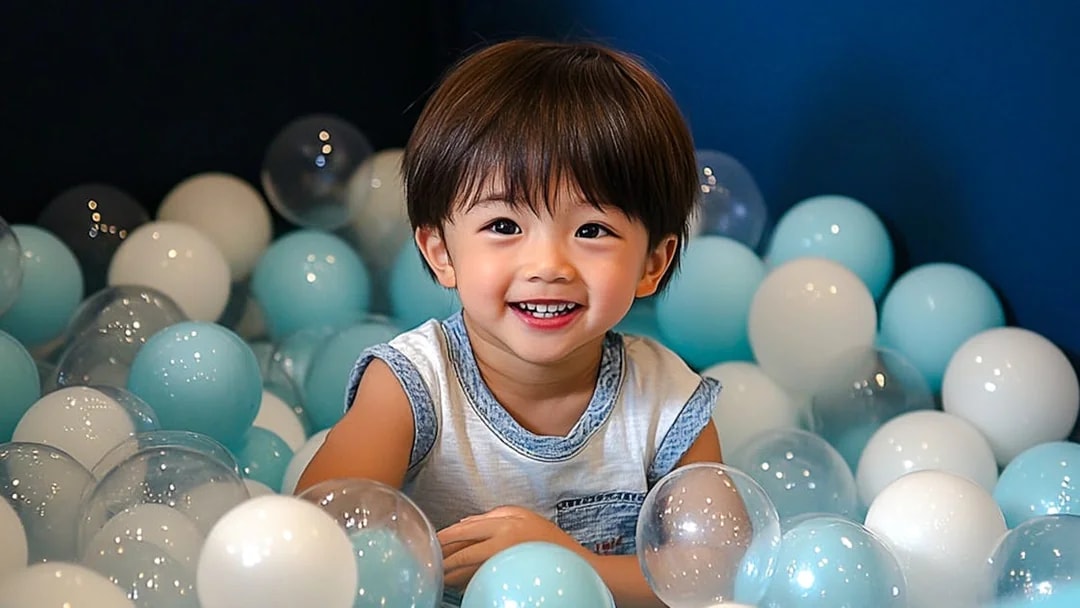 Child playing in a ball pit at KidZania Singapore.