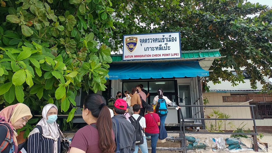 Visitors at Satun Immigration Checkpoint, Koh Lipe, for ferry to Telaga Harbour Langkawi.