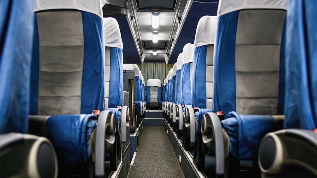 Skybus Hobart Airport Shuttle interior seating arrangement.