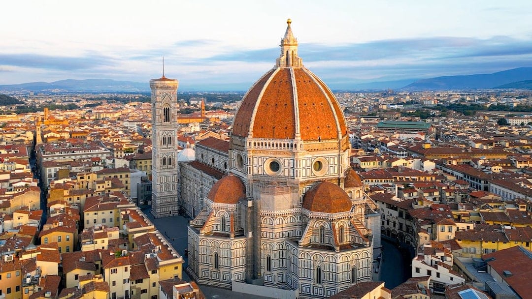 Florence Cathedral with dome and cityscape view, Italy.