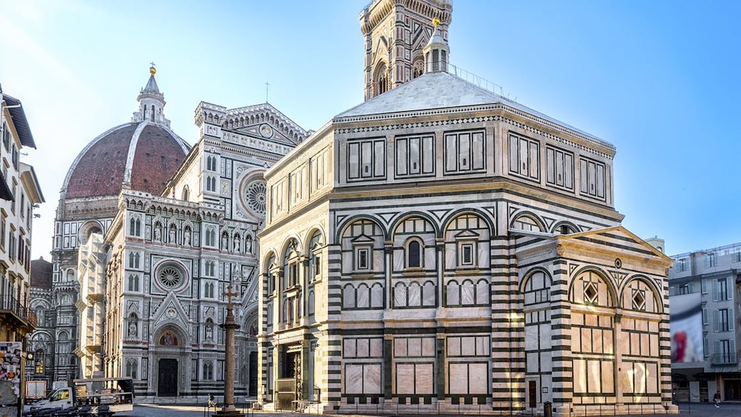 Florence Duomo with dome and bell tower viewed from the square.