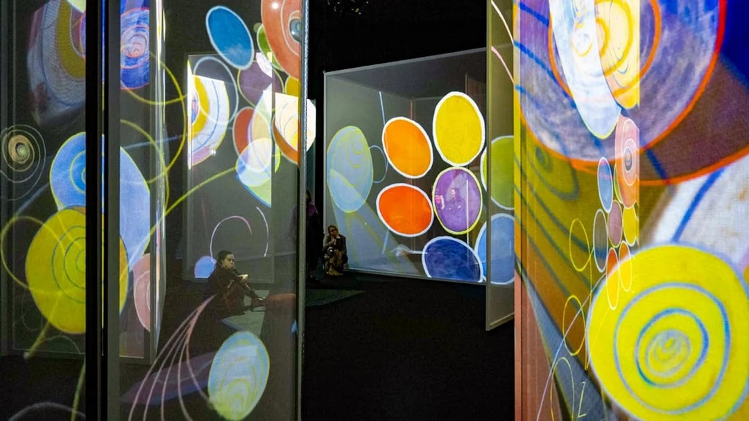Colorful abstract projections at The Art of Abstraction Gallery, Frameless London.