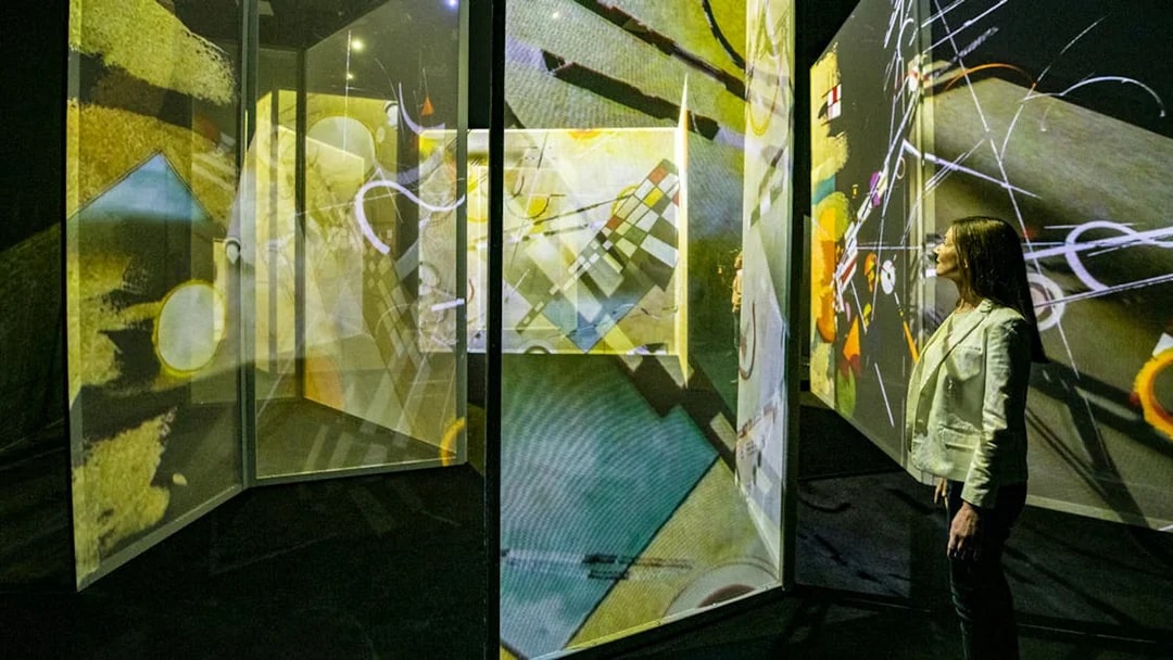 Immersive digital art display at Frameless London exhibition.