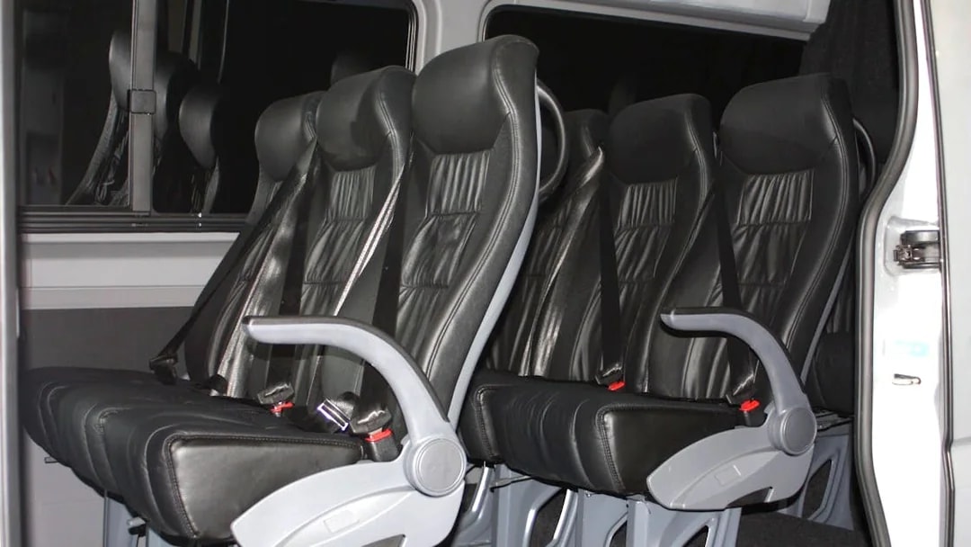Minivan seats for transfer from Auckland to Hobbiton and Rotorua Te Puia guided tour.