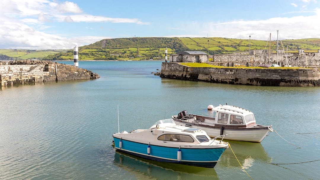 Boats in Carnlough Harbor, Northern Ireland, featured in Game of Thrones as Braavos.