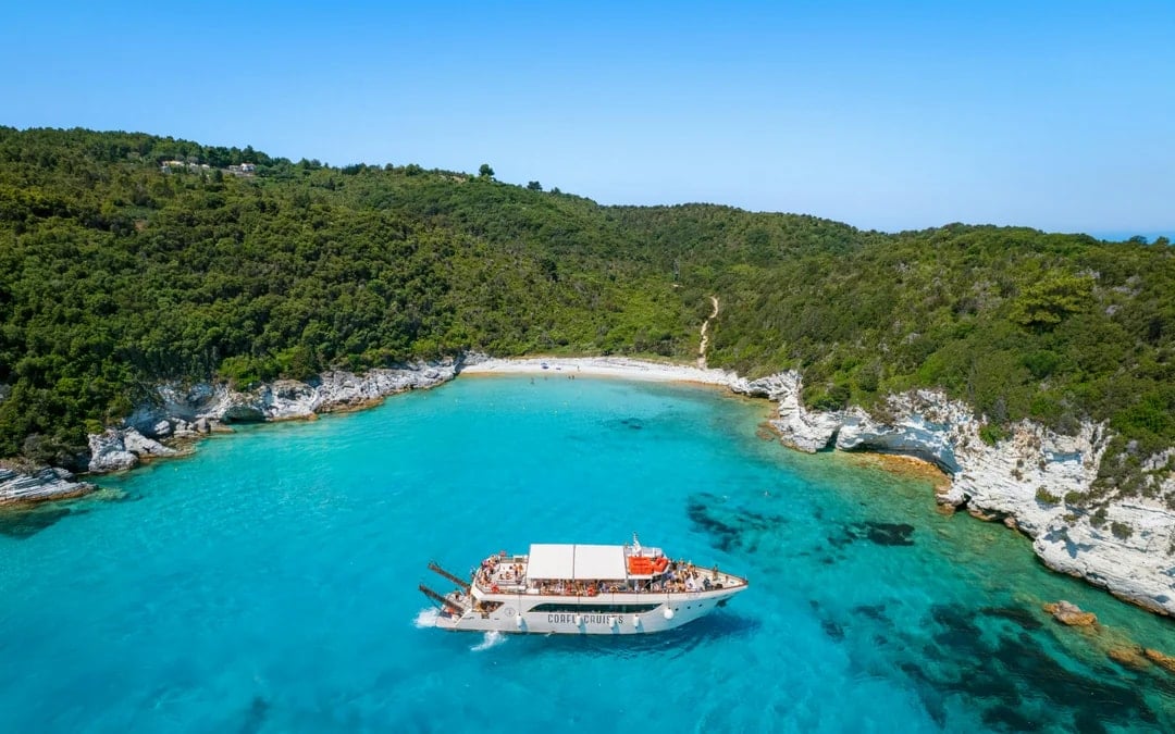 From Corfu: Full-Day Cruise to Paxos, Antipaxos & Blue Caves with Audio Guide