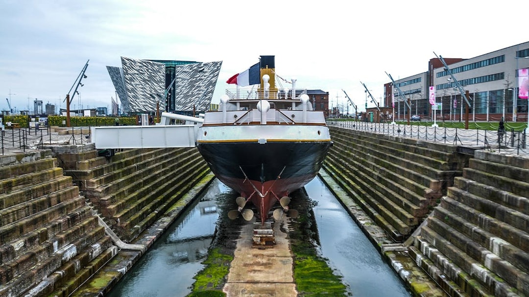 Titanic replica at historic docks, Belfast, Northern Ireland.