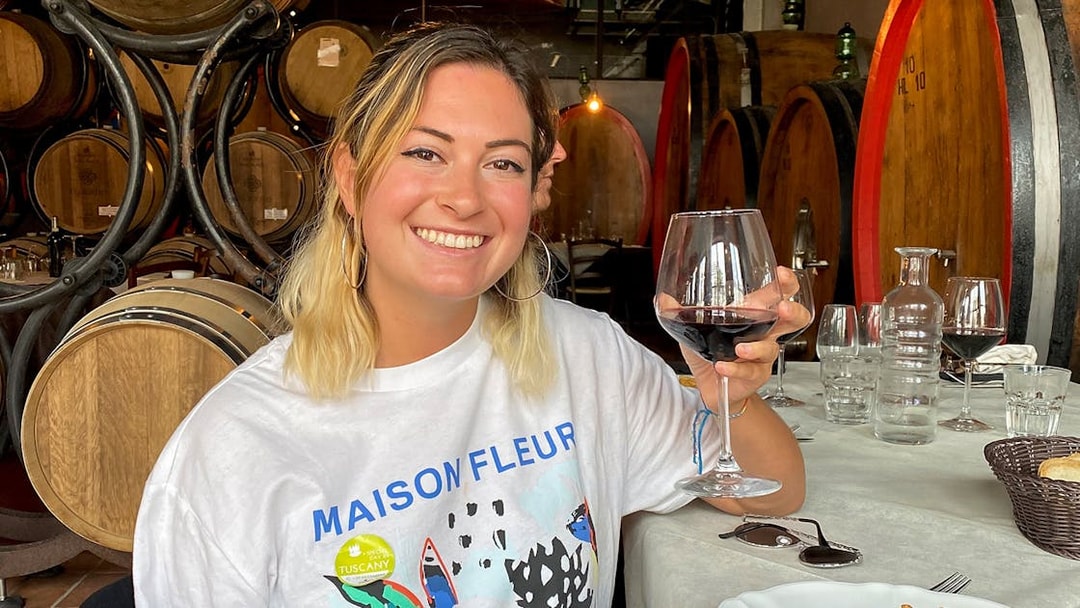Wine tasting in a Tuscan cellar with pasta, part of the Tuscany in a Day tour.