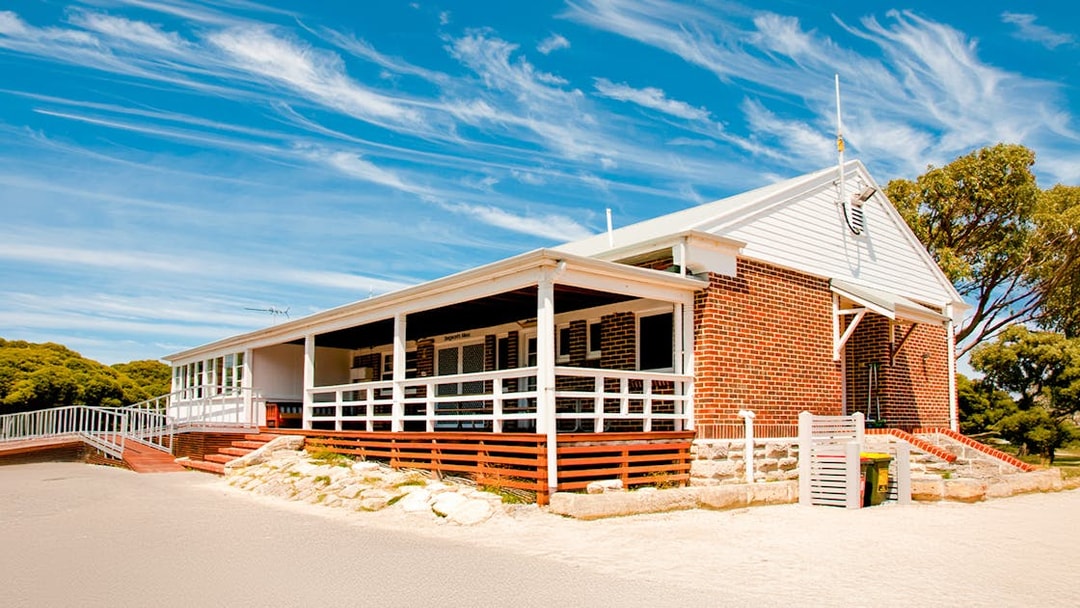 Kingstown Barracks building with red brick and white trim on Rottnest Island, Australia.