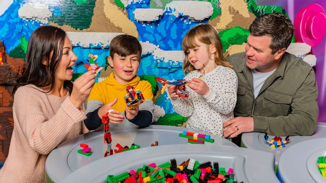 Family building LEGO creations at LEGOLAND® Windsor Resort.