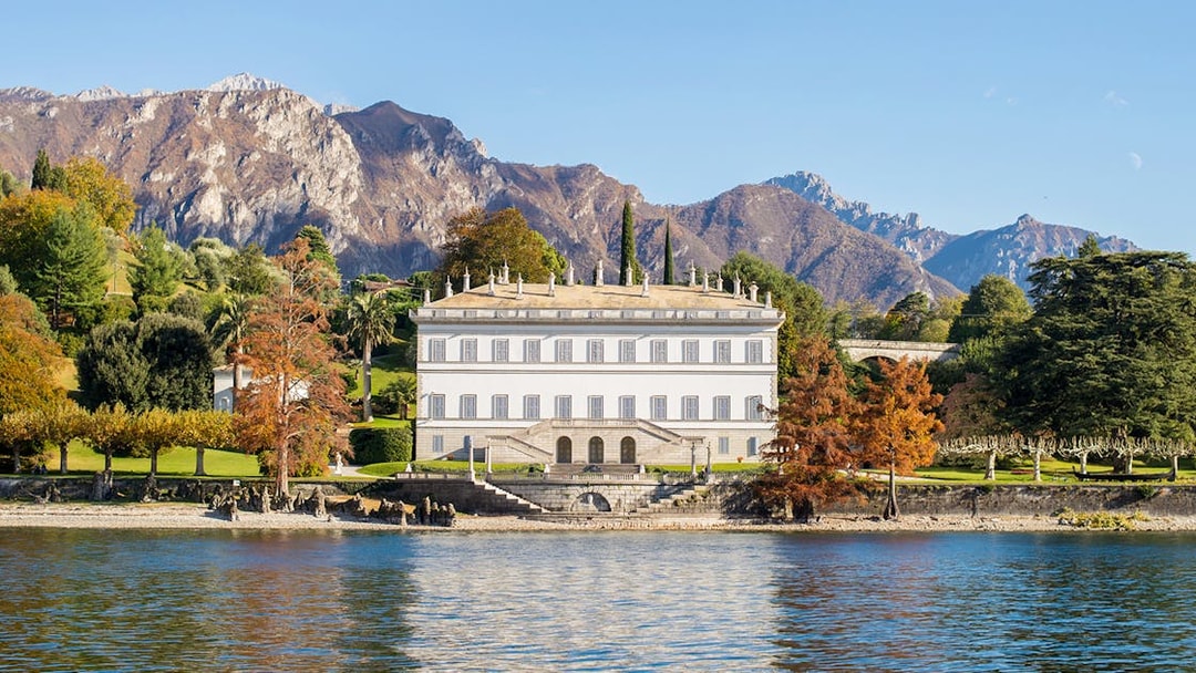 Villa Melzi and Gardens with Lake Como view near Bellagio.