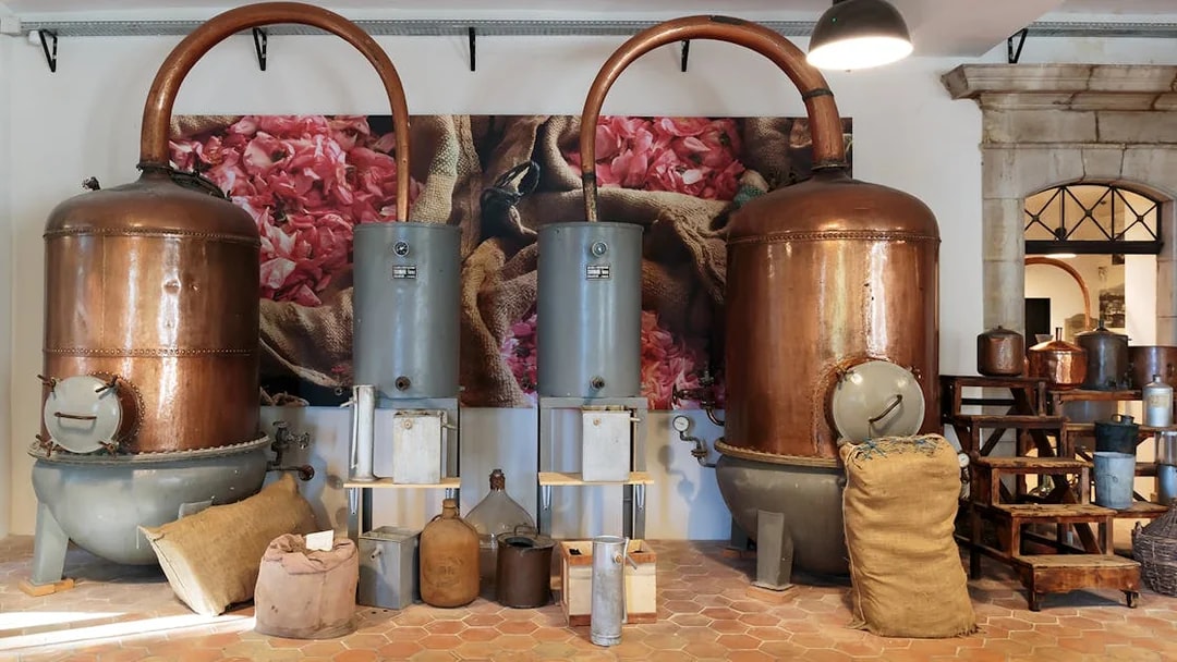 Copper distillation equipment in a Provence perfume factory.