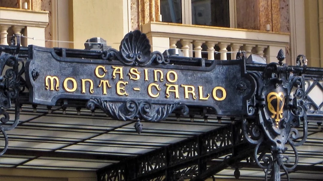 Casino Monte-Carlo entrance sign in Monaco.