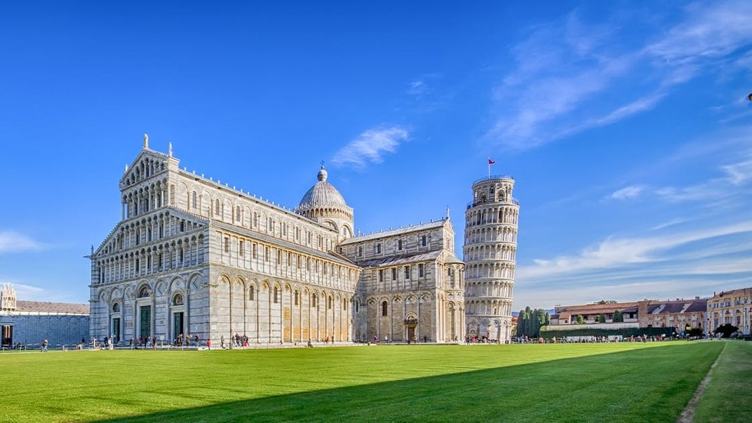 Cathedral and Leaning Tower at Square of Miracles, Pisa.