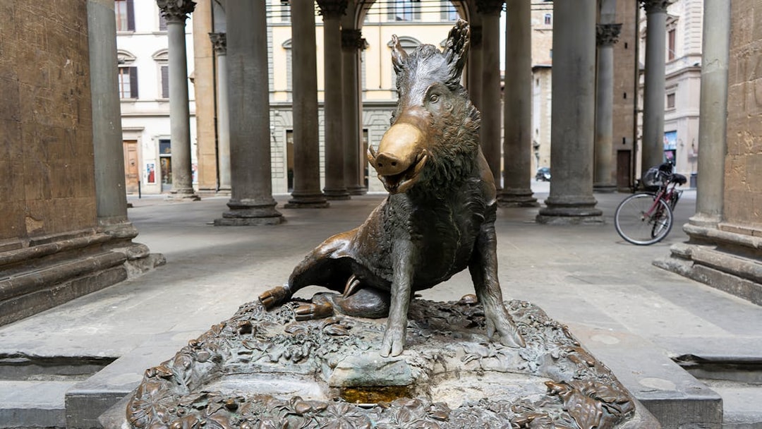 Bronze boar statue at Mercato Nuovo in Florence, Italy.