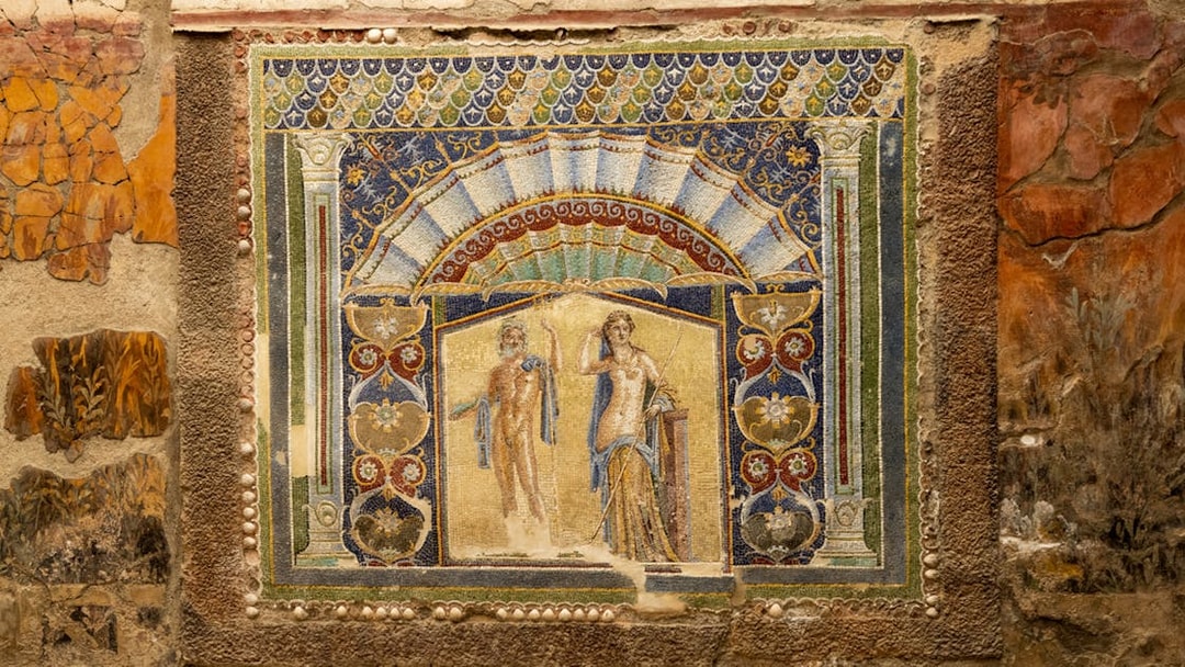 Roman mosaic depicting Neptune and Amphitrite in the House of Neptune and Amphitrite.