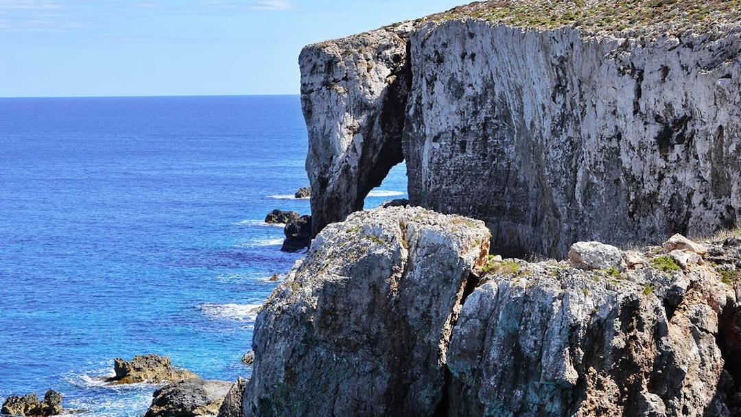 Elephant-shaped rock formation on Malta's coastline.