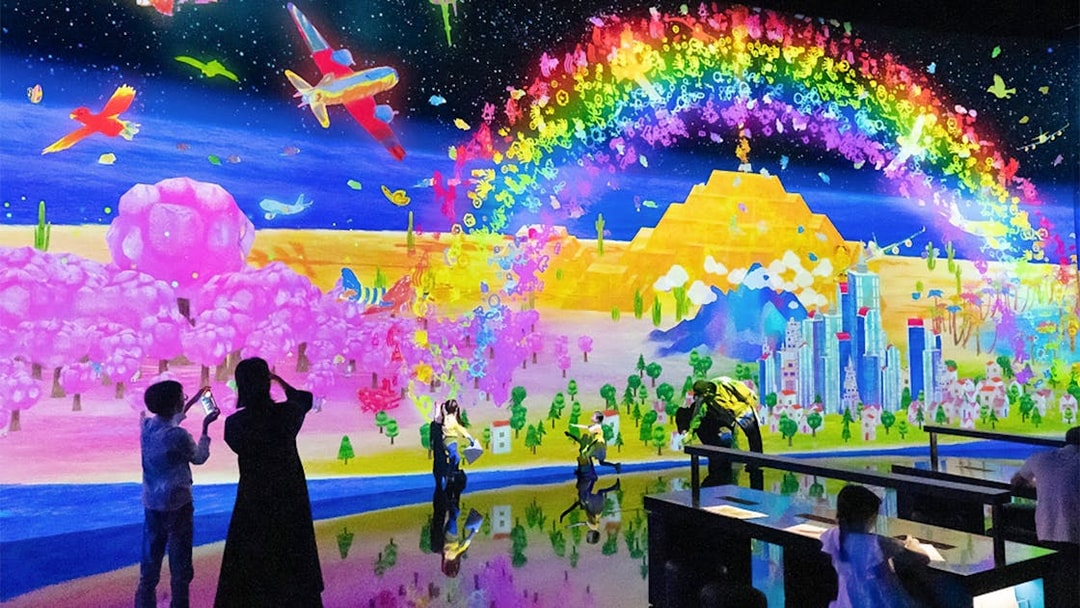 Interactive digital art display at Singapore Future World Exhibition.