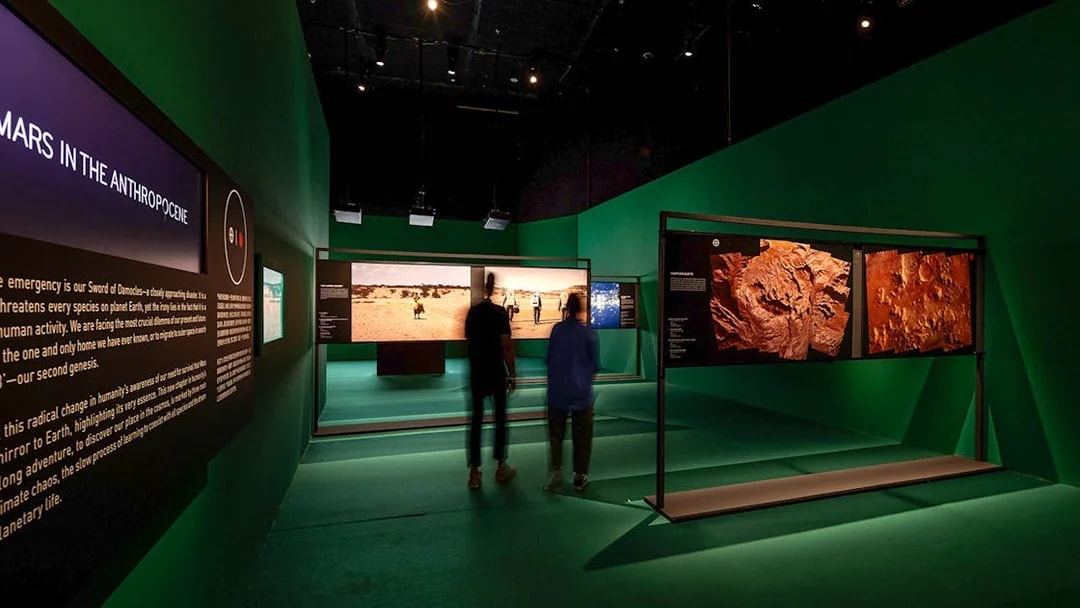 Exhibition room at Singapore Future World with Mars exploration displays.