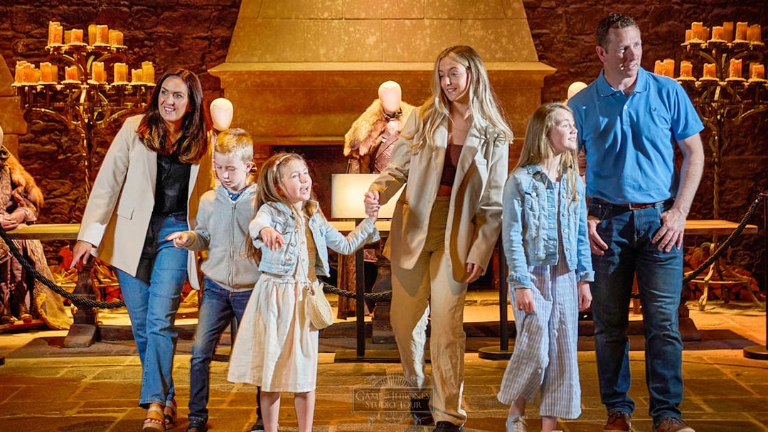 Tourists exploring Game of Thrones Studio Tour in Belfast.