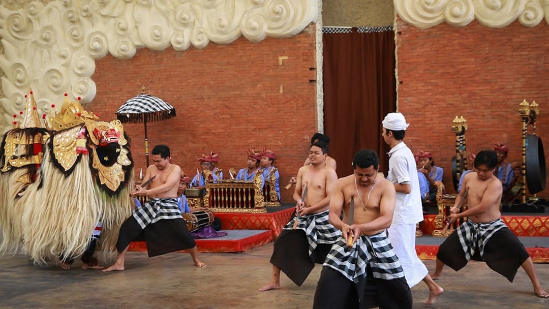 Traditional Balinese dance performance at Garuda Wisnu Kencana Culture Park, Bali.