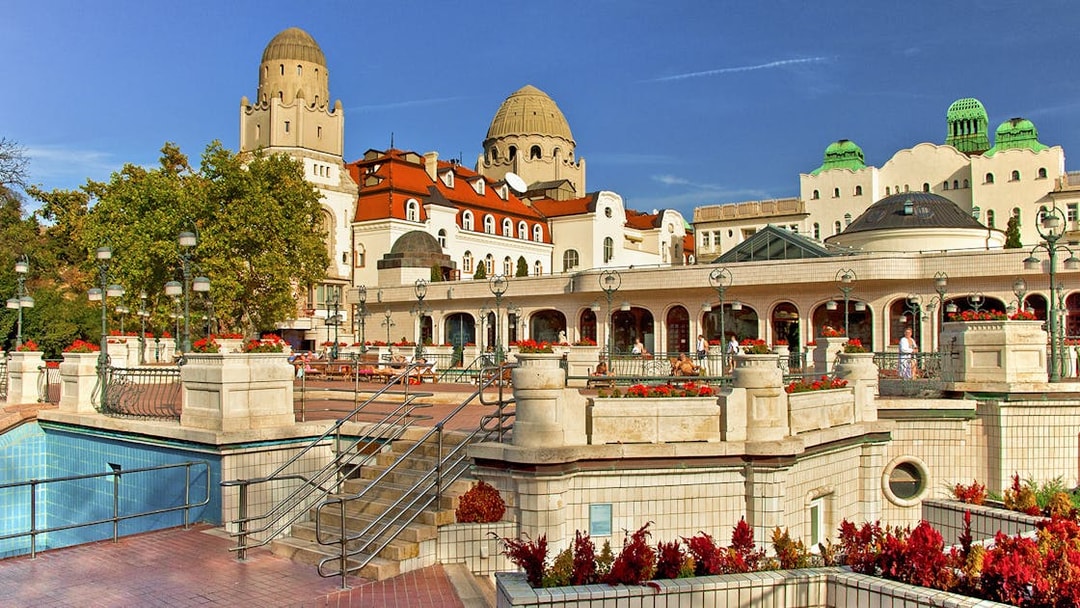 Gellert Thermal Bath exterior with ornate architecture in Budapest.