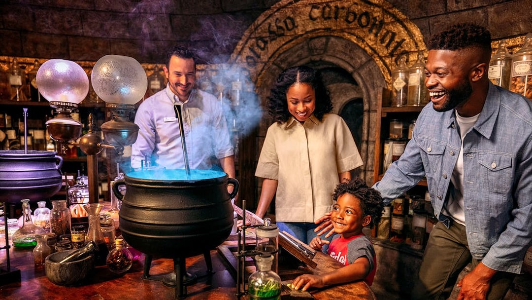 Family enjoying a magical potion-making experience in Los Angeles with Go City Explorer Pass.