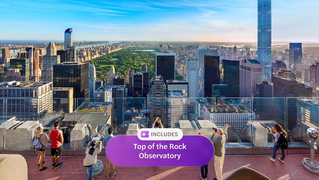 Top of the Rock Observatory view of New York City skyline and Central Park.
