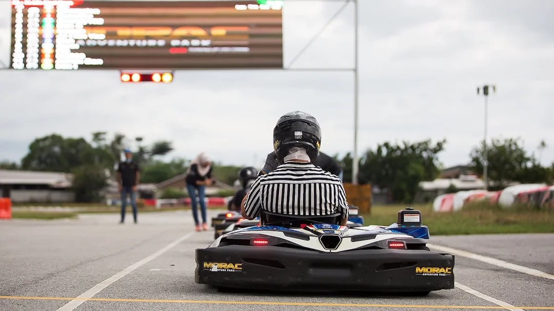 Go-kart racer on track at Morac Adventure Park, Langkawi.