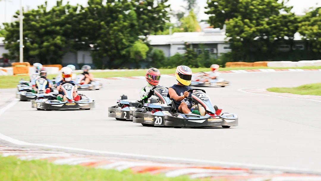 Go-kart racers on track at Morac Adventure Park, Langkawi.