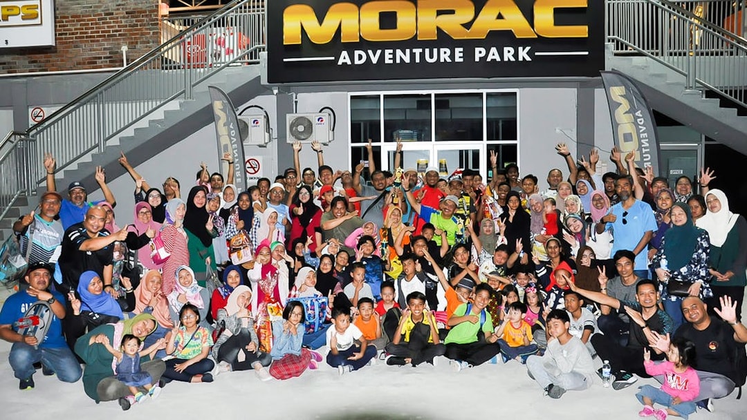 Group of people gathered at Morac Adventure Park, Langkawi, for a go-kart event.