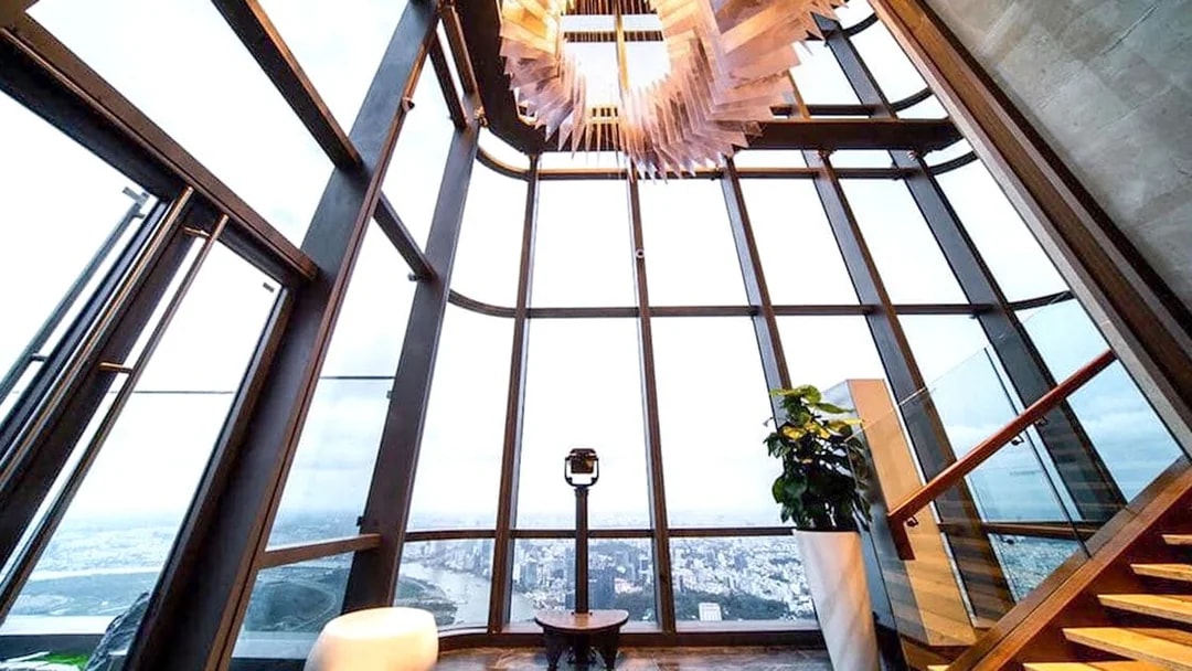 Saigon Skydeck view from Bitexco Financial Tower, overlooking Ho Chi Minh City.