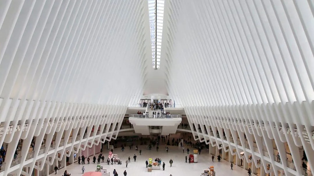 Oculus interior at World Trade Center, New York, part of Ground Zero tour experience.
