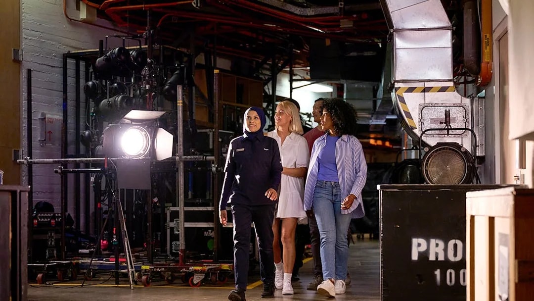 Visitors on a guided backstage tour of Sydney Opera House.