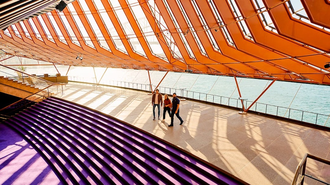 Guided tour group in the Northern Foyer of Sydney Opera House.