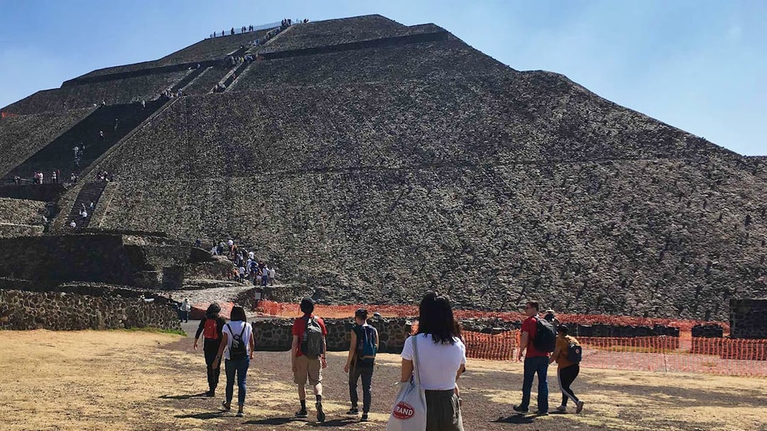 Visitors approaching the Pyramid of the Sun at Teotihuacán, Mexico.