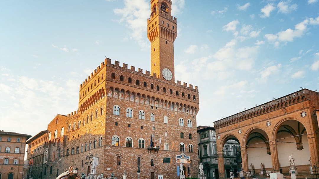 Piazza della Signoria with Palazzo Vecchio in Florence, Italy.