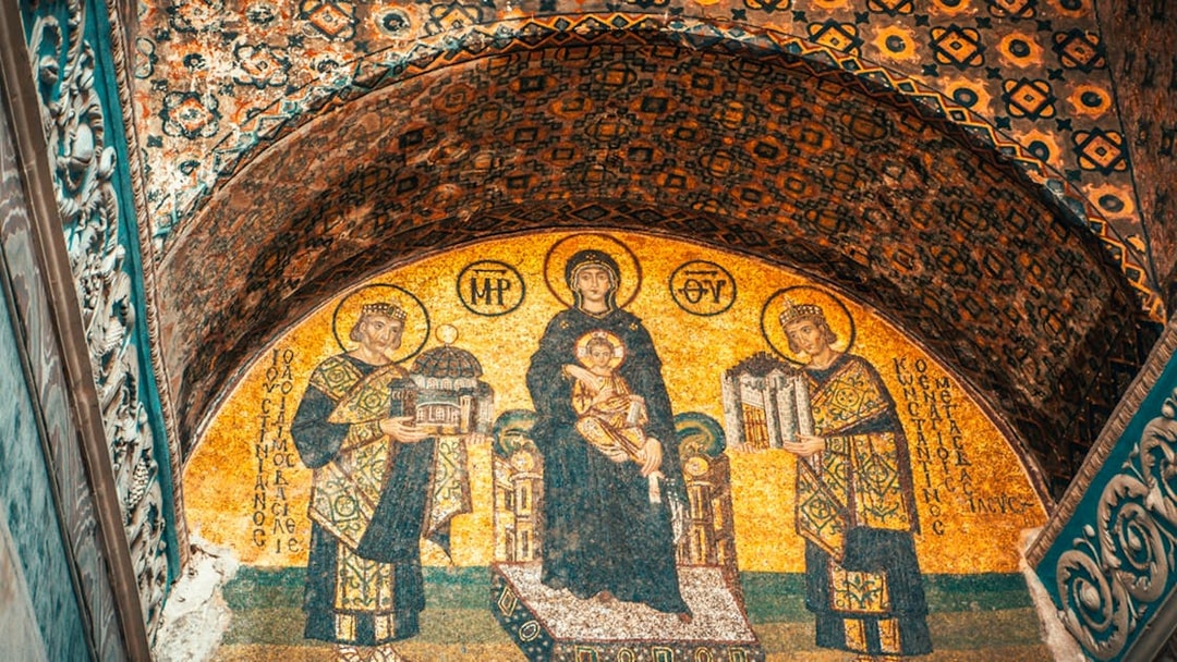 Mosaic of Virgin Mary and emperors in Hagia Sophia, Istanbul.