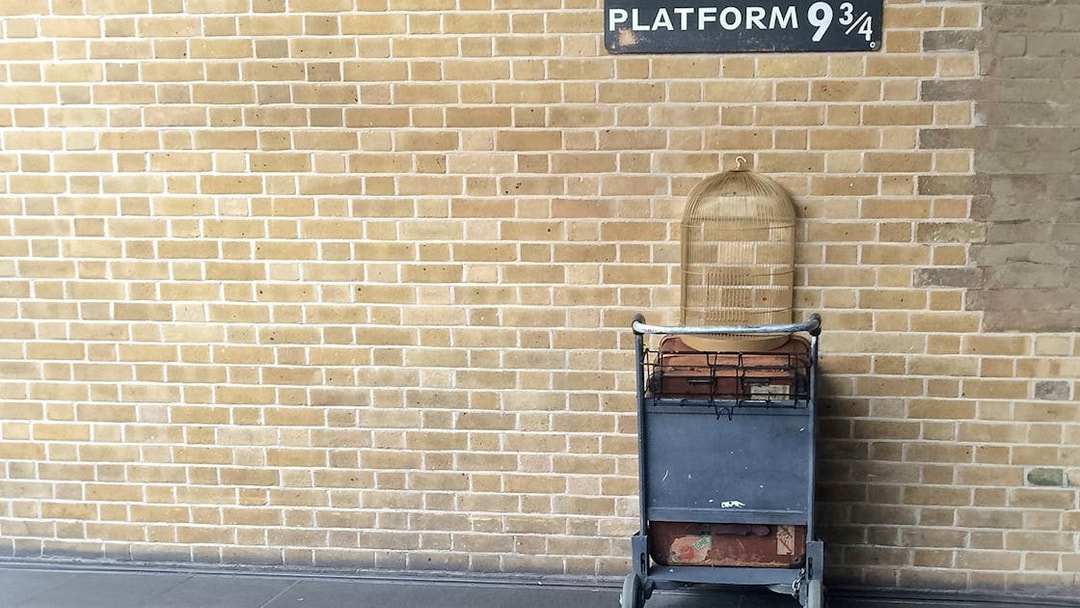 Trolley at Platform 9¾, King's Cross Station, London, Harry Potter tour.