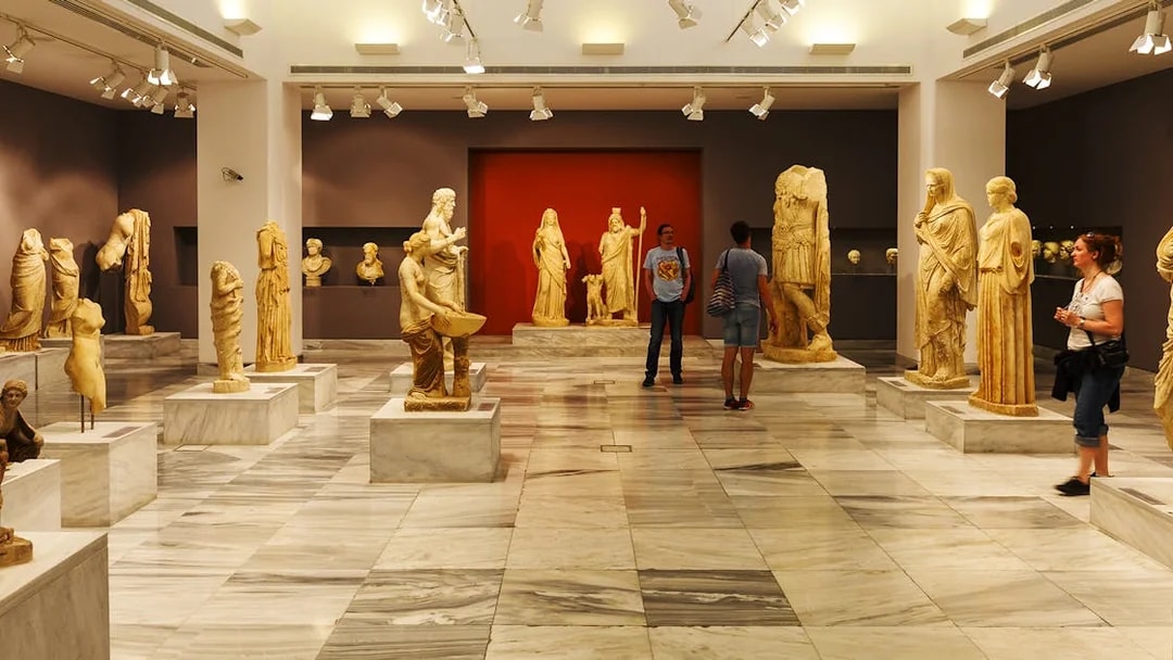 Ancient statues displayed in Heraklion Archaeological Museum, Crete.