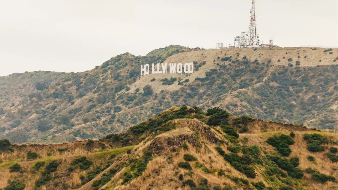 Hollywood Sign on hills overlooking Los Angeles, California.