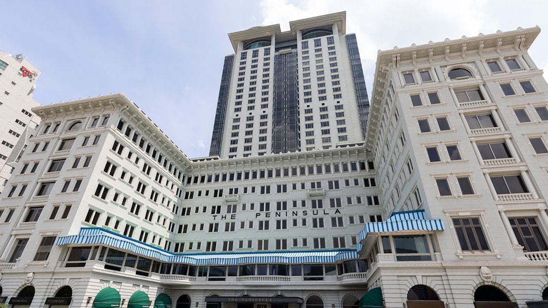 The Peninsula Hotel facade in Hong Kong, featured on Big Bus Hop-On Hop-Off Tour.