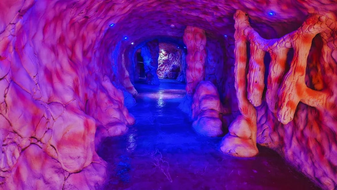 Underwater-themed tunnel at Hurghada Grand Aquarium.
