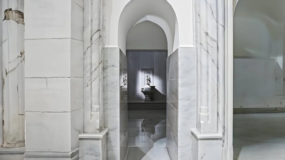 Hurrem Sultan Hamam marble interior in Istanbul.