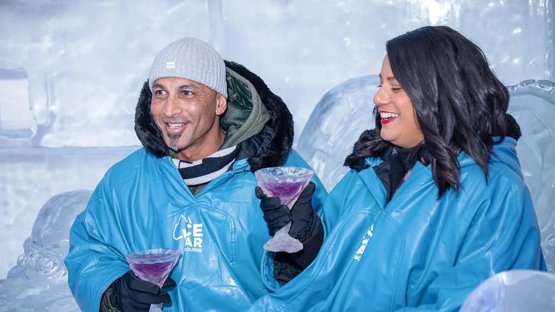 Guests enjoying drinks in ice glasses at IceBar Surfers Paradise.