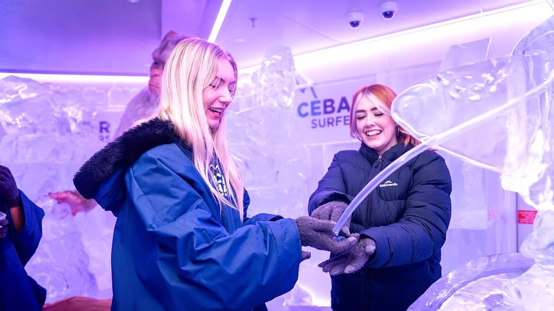 Guests enjoying ice sculptures at IceBar Surfers Paradise.