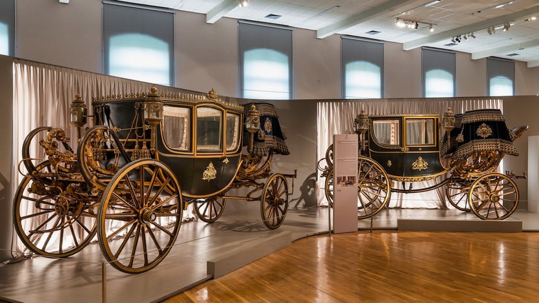 Imperial carriages on display at the Imperial Carriage Museum in Vienna.